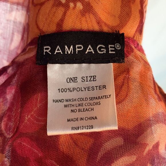 Rampage Burgundy Pink Orange Floral Summer Eternity Scarf - Picture 6 of 6